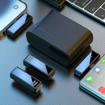 Black Wireless Lavalier Microphone for Android Used Up to 6 Hours