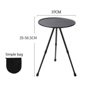 Black with Simple Bag  Aluminium Alloy Small Portable Liftable Garden Table