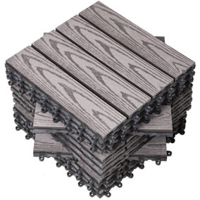 Black Wood Composite  Decking Tiles 12 Pack