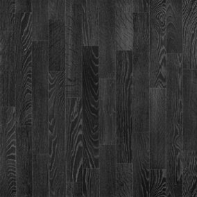 Black Wood Effect Anti-Slip Vinyl Flooring For LivingRoom, Hallways, Kitchen, 2.3mm Thick Vinyl Sheet-1m(3'3") X 4m(13'1")-4m²