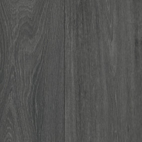 Black Wood Effect Vinyl Flooring For LivingRoom, Kitchen, 2.7mm Thick Cushion Backed Vinyl Sheet-1m(3'3") X 3m(9'9")-3m²