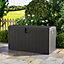 Black Wood Effect Waterproof Plastic Outdoor Garden Storage Box Deck Box 397 L