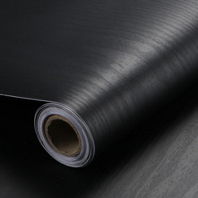 Black Wood Grain Waterproof Wallpaper Self Adhesive PVC Wallpaper for Furniture