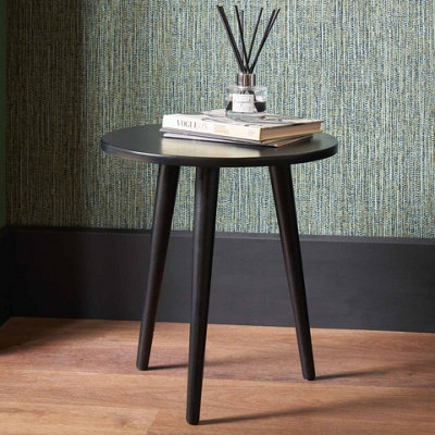 Black Wood Small Accent Round Table