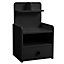 Black Wooden Bedside Table Nightstand with 1 Drawer and Storage Shelf