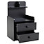 Black Wooden Bedside Table Nightstand with 2 Drawer and Storage Shelf