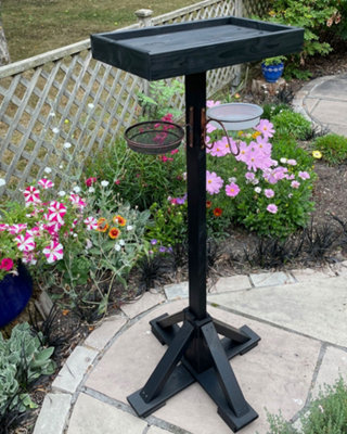 Black Wooden Bird Large Platform Table Feeding Station Table