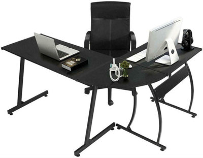 Large corner desk graphite black finish for home office piranha furniture pc 42g sales