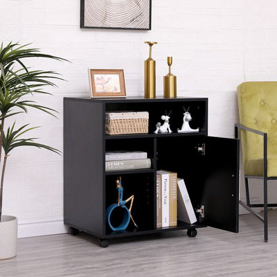 Black wooden Printer cabinet with 2 shelves and 1 Door Filing