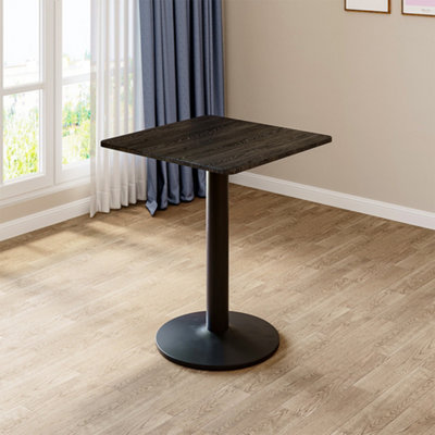 Black Wooden Square Coffee Table Dining Table with Metal Base