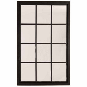 Black Wooden Window Mirror - Decorative - L4 x W76 x H120 cm