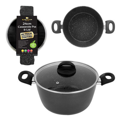 Blackmoor 24cm Black Non-Stick Casserole Pot With Lid