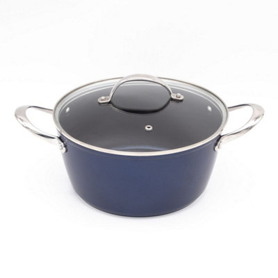 Blackmoor 67479 Ovenproof Blue Pro 24cm Casserole Pot With Lid | DIY at B&Q