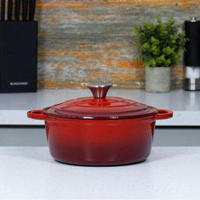 Blackmoor 67599 22cm Red Coloured Cast Iron Casserole Dish With Lid