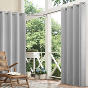 Blackout Curtains Thermal 1 Panel Drapes Silk Sheen Eyelet Waterproof Insulated Curtain 100% Polyester  132 x 244cm Grey