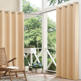Blackout Curtains Thermal 1 Panel Drapes Silk Sheen Eyelet Waterproof Insulated Curtain 100% Polyester  132 x 244cm Off-White