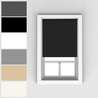 Blackout Roller Blind Black 120cm 210cm Drop