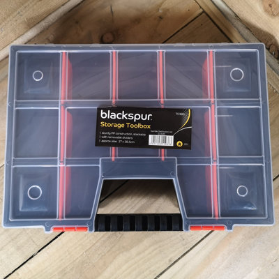 Blackspur 15 Compartments 27cm x 38cm Storage Box Tub for Crafts / Screws etc