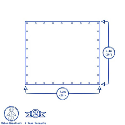 Blackspur - 1x Green 18ft x 24ft Waterproof Tarpaulin