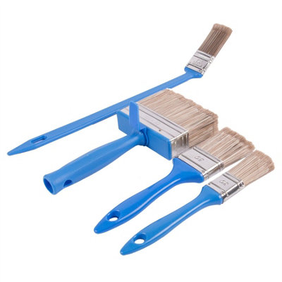 Blackspur 4pc Plastic DIY Paint Brush Set Blue DIY at B&Q