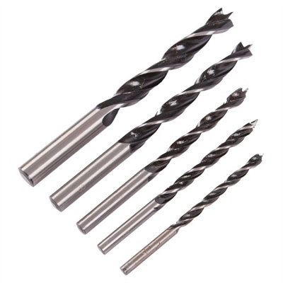 Blackspur 5pc Carbon Steel Brad Point Wood Drill Bit Set - 4-10mm