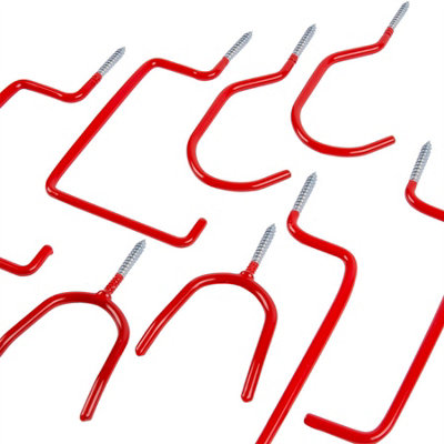 Blackspur 8pc PVC-Coated Storage Hooks Set - 4 Sizes - Red