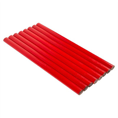 Blackspur Carpenters Pencils Red Pack of 8 DIY at B&Q