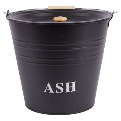 Blackspur Cast Iron Ash Bucket with Lid - 12 Litre - Metal Fireplace ...
