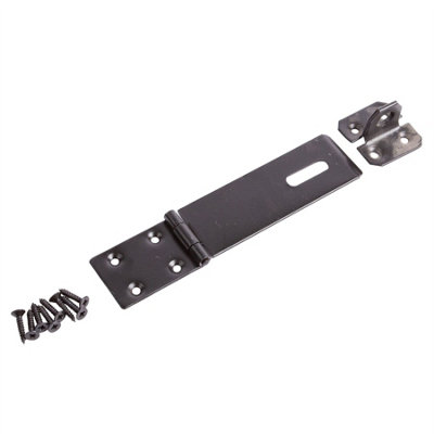 Blackspur Heavy-Duty Steel Safety Hasp & Staple - 100mm - Black
