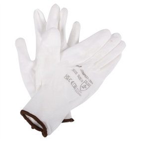 Blackspur Lightweight Painters PU Gripper Gloves - L - White