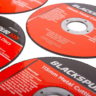 Blackspur - Metal Cutting Discs - 115mm x 1.2mm (4.5") - Pack of 5