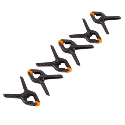 Blackspur Micro Spring Clamps Black Pack of 6 DIY at B&Q