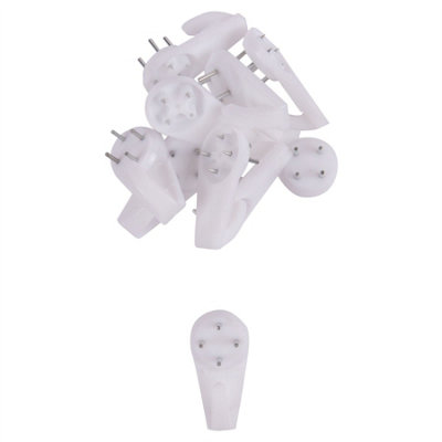 Blackspur Plastic Picture Hooks - 40mm - White - Pack of 10