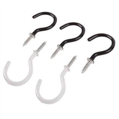 Glarks 100-Pieces 6 Sizes White Vinyl Coated Cup Hooks Screw-in Ceiling Hooks Screw Hooks Mug...