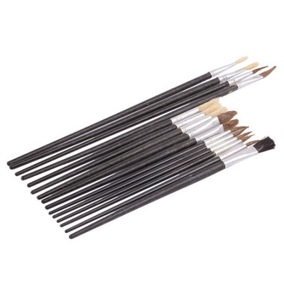 Blackspur - Wooden Artist's Paint Brush Set - Black - 15pc