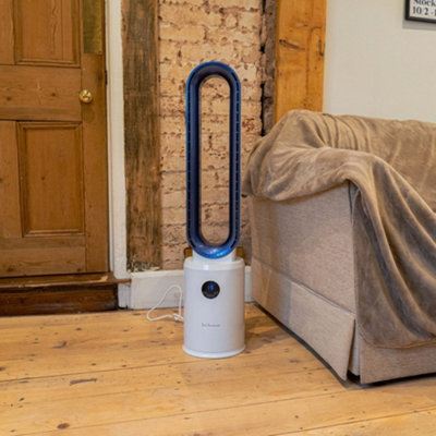 Bladeless Fan White & Blue with Digital Display and Remote Control