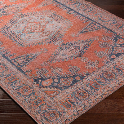 BLAIRE Machine Washable Traditionnal Boho Burnt Orange Area Rug 200 x 275 cm