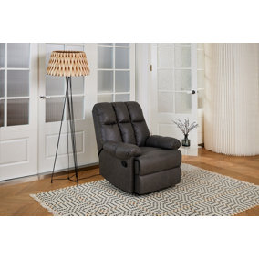 Blake Recliner Armchair Grey Faux Leather High Back Padded Sofa
