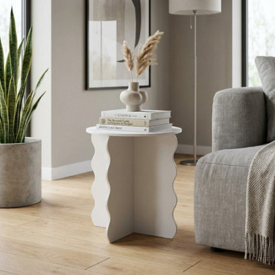 Blanc Wave Wooden Home Side Table