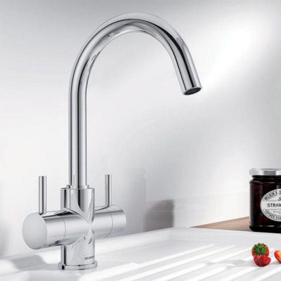 Blanco CAMIA Twin Lever High C Shaped Spout Mixer Tap Chrome