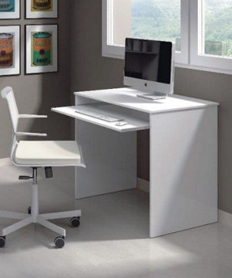 Blanco Small Artic White Desk With Keyboard Tray