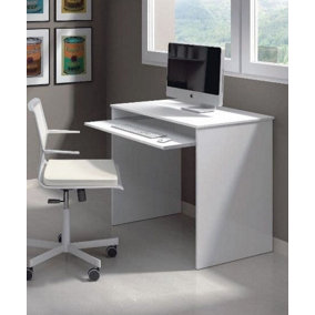 Blanco Small Artic White Desk With Keyboard Tray