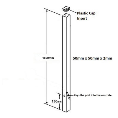 Blank Metal Post 50x50x1600mm Concrete-In Flat Top for gates & fencing BP50X1600ZP