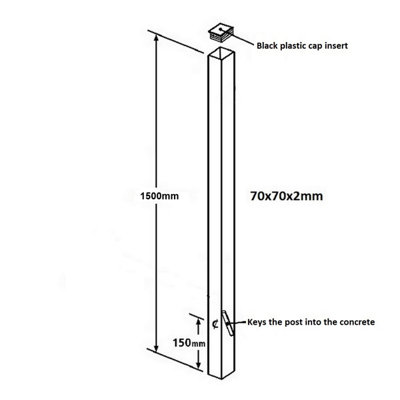 Blank Metal Post 70x70x1400mm Concrete-In Flat Top for gates & fencing BP70X1400ZP