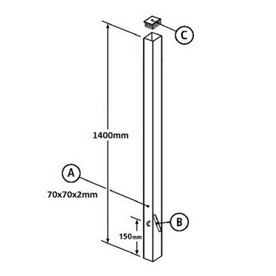 Blank Metal Post 70x70x2350mm Concrete-In Flat Top for gates & fencing BP70X2350ZP