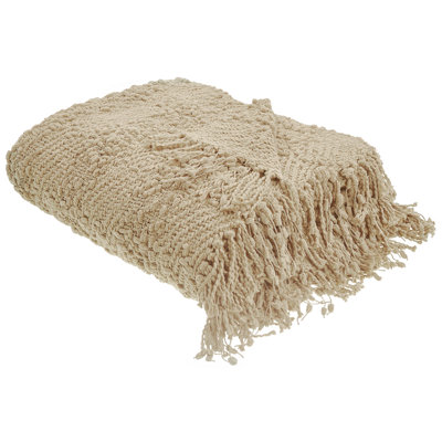 Blanket VELLA Cotton 150 x 200 cm Beige Solid DIY at B Q