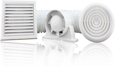 Blauberg 100 mm - 4 inch Diameter Complete Bathroom Fan Kit with run on ...