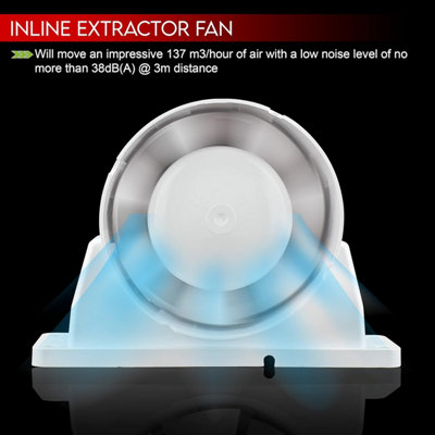 Blauberg 100 mm - 4 inch Diameter Complete Bathroom Fan Kit with run on timer