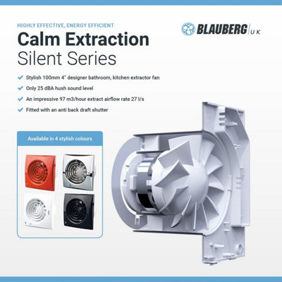 BLAUBERG CALM Black Bathroom Extractor Fan. Humidity Sensor and Run on ...