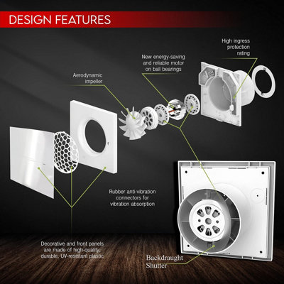 Blauberg Calm Design Hi Tech Low Noise Energy Efficient Bathroom Extractor Fan Chrome 100mm Standard
